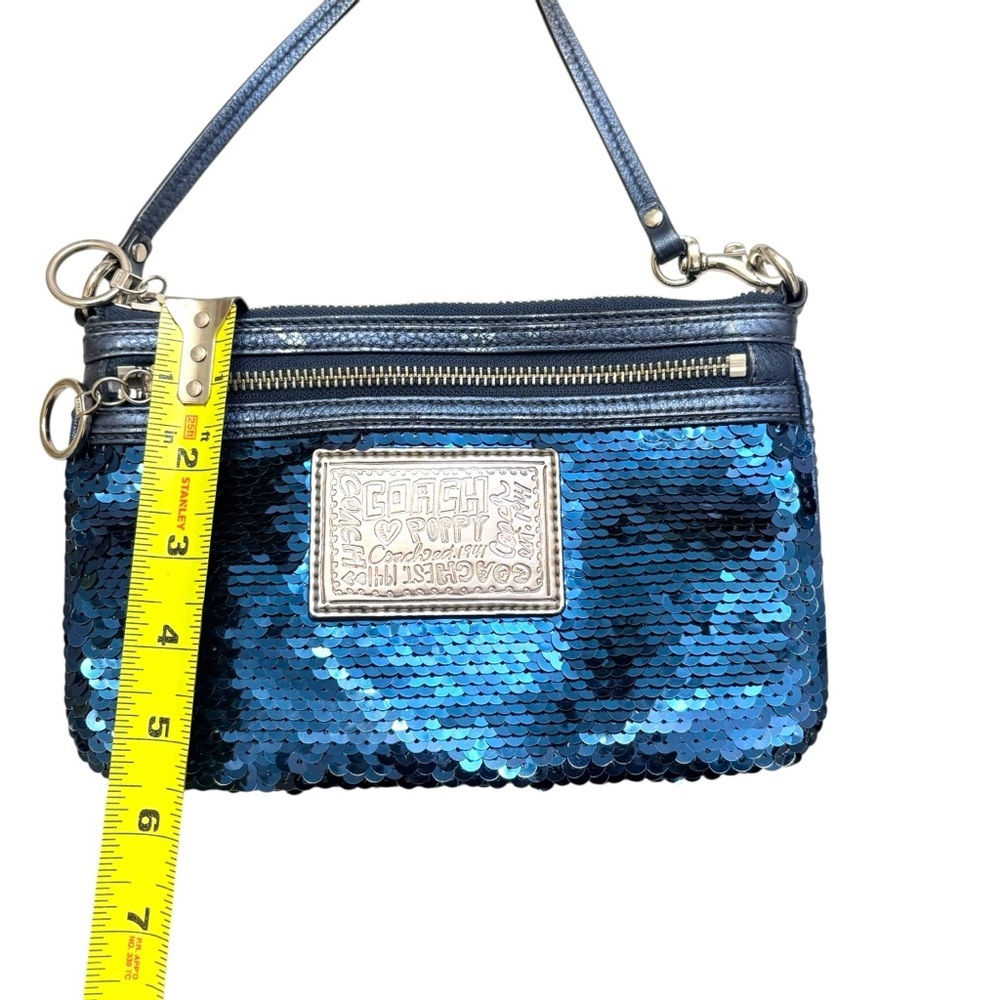 Coach blue sequins poppy mini bag evening formal - Picture 5 of 10